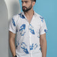 Blue Floral Printed Cotton Casual Shirt
