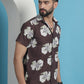 Brown Floral Printed Cotton Casual Shirt