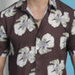 Brown Floral Printed Cotton Casual Shirt
