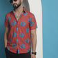 Red Floral Printed Cotton Casual Shirt
