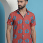 Red Floral Printed Cotton Casual Shirt