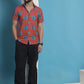 Red Floral Printed Cotton Casual Shirt
