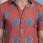 Red Floral Printed Cotton Casual Shirt
