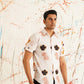 Classic Peach Floral Printed Spread Collar Cotton Curved Casual Shirt