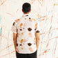 Classic Peach Floral Printed Spread Collar Cotton Curved Casual Shirt