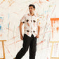 Classic Peach Floral Printed Spread Collar Cotton Curved Casual Shirt