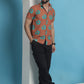 Rust Floral Printed Cotton Casual Shirt