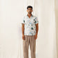 Classic Blue Floral Printed Spread Collar Cotton Curved Casual Shirt