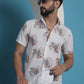 White Floral Printed Cotton Casual Shirt