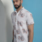 White Floral Printed Cotton Casual Shirt
