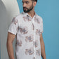 White Floral Printed Cotton Casual Shirt