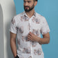 White Floral Printed Cotton Casual Shirt