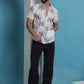 White Floral Printed Cotton Casual Shirt