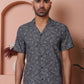 Black Paisley Printed Cotton Casual Shirt