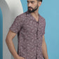 Maroon Paisley Printed Cotton Casual Shirt