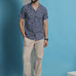 Navy Blue Paisley Printed Cotton Casual Shirt