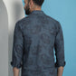 Grey Floral Printed Cotton Casual Shirt