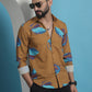 Mustard Floral Printed Cotton Casual Shirt
