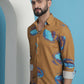 Mustard Floral Printed Cotton Casual Shirt