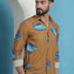 Mustard Floral Printed Cotton Casual Shirt