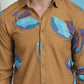 Mustard Floral Printed Cotton Casual Shirt