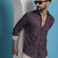 Purple Floral Printed Cotton Casual Shirt