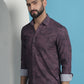 Purple Floral Printed Cotton Casual Shirt