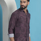 Purple Floral Printed Cotton Casual Shirt