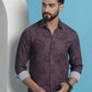 Purple Floral Printed Cotton Casual Shirt