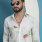 White Floral Printed Cotton Casual Shirt