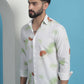 White Floral Printed Cotton Casual Shirt