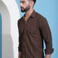 Brown Striped Casual Shirt for Mens.