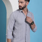 Grey Striped Casual Shirt for Mens.