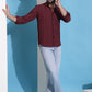 Maroon Striped Casual Shirt for Mens.