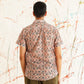 Classic Peach Printed Spread Collar Short Sleeves Cotton Casual Shirt