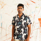 Classic Floral Printed Spread Collar Cotton Curved Casual Shirt