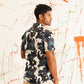 Classic Floral Printed Spread Collar Cotton Curved Casual Shirt