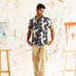 Classic Floral Printed Spread Collar Cotton Curved Casual Shirt