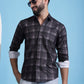Brown Checked Cotton Casual Shirt for Men
