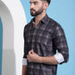 Brown Checked Cotton Casual Shirt for Men