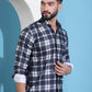 Charcoal Grey Checked Cotton Casual Shirt for Men
