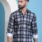 Charcoal Grey Checked Cotton Casual Shirt for Men