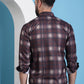 Coffee Brown Checked Cotton Casual Shirt for Men