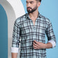 Green Checked Cotton Casual Shirt for Men
