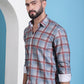 Grey Checked Cotton Casual Shirt for Men