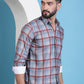 Grey Checked Cotton Casual Shirt for Men