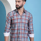 Grey Checked Cotton Casual Shirt for Men