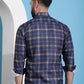 Navy Blue Checked Cotton Casual Shirt for Men