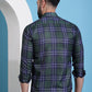 Olive Green Checked Cotton Casual Shirt for Men