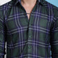 Olive Green Checked Cotton Casual Shirt for Men